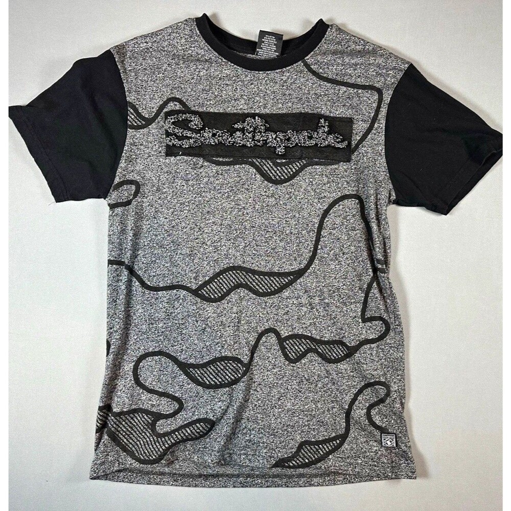 Southpole Men's Graphic Print Logo Crew Neck Short Sleeve Tee Gray/Black M